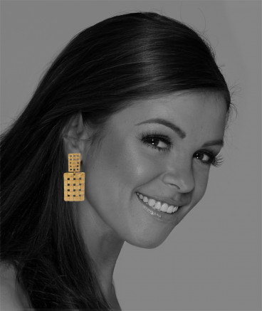 Boucles d'oreilles clip acier doré rectangles tressés