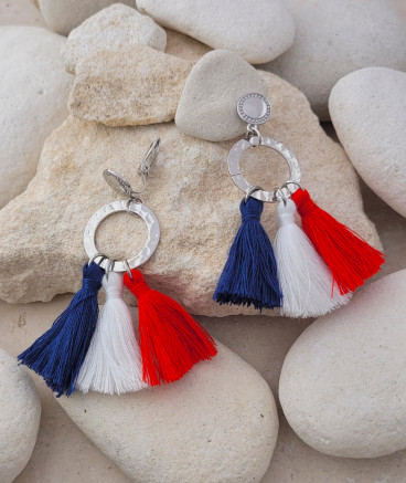 Boucles d'oreilles clips bleu blanc rouge