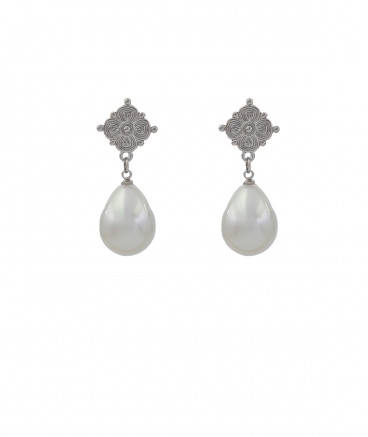 Boucles oreilles perle rhodiées