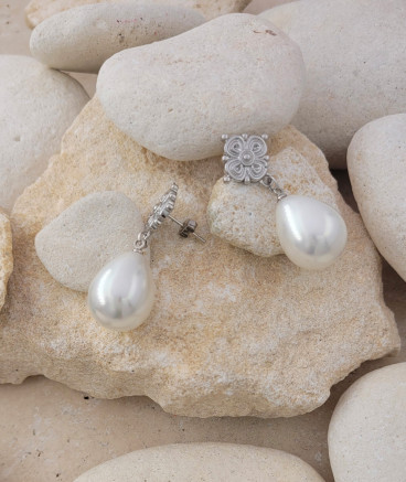 Boucles oreilles perle rhodiées