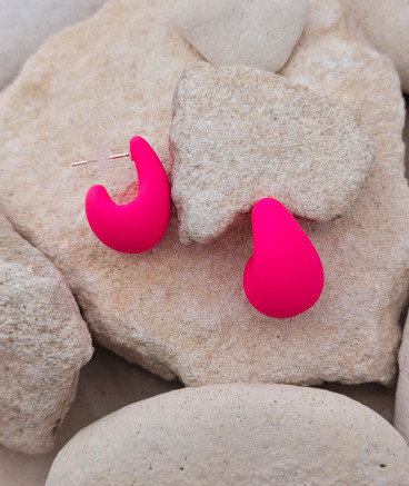 Créoles gouttes colorées rose fluo