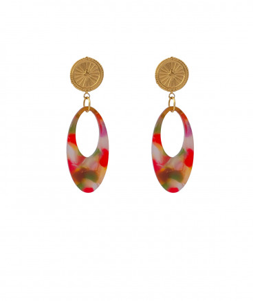 Boucles oreilles acier multicolores