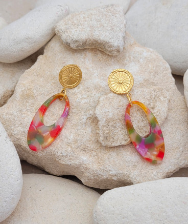 Boucles oreilles acier multicolores