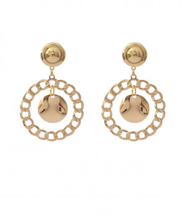 Boucles d'oreilles clips chaîne gourmette dorées