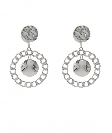 Boucles d'oreilles clips chaîne gourmette argentées