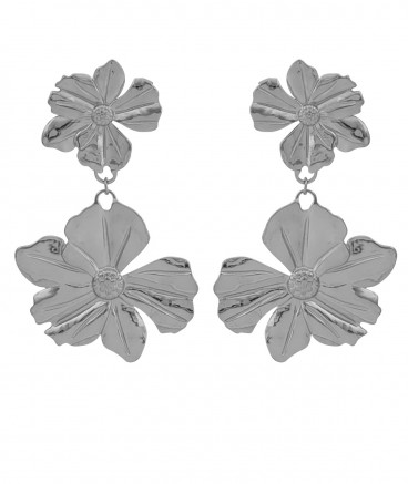 Boucles d'oreilles clip acier fleurs