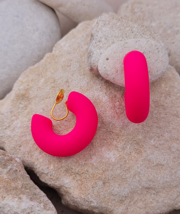 Créoles non percées rose fluo