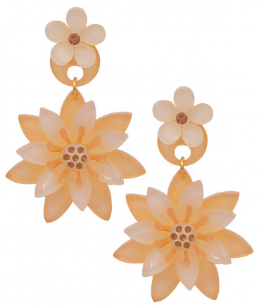 Boucles oreilles nénuphars beige