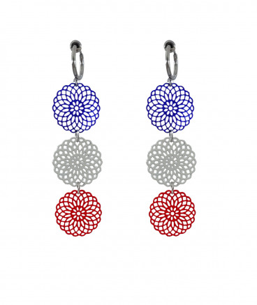 Boucles d'oreilles clips bleu blanc rouge