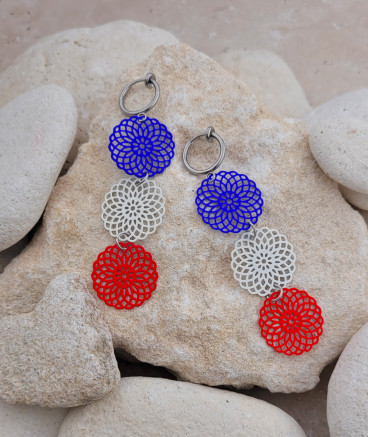 Boucles d'oreilles clips bleu blanc rouge