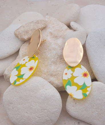 Boucles oreilles clips fleurs