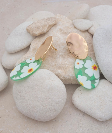 Boucles oreilles clips fleurs 4 couleurs (non percées)