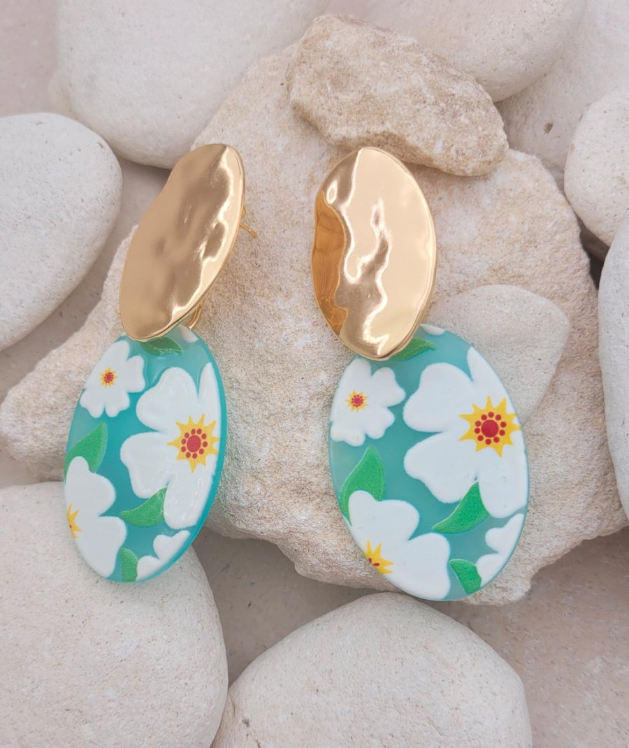 Boucles oreilles fleurs 4 couleurs
