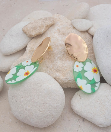 Boucles oreilles fleurs 4 couleurs