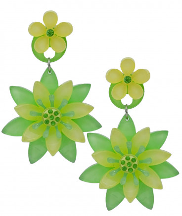 Boucles oreilles fleurs vert tendre