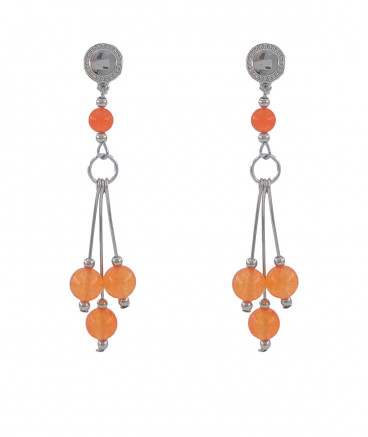 Boucles oreilles perles jade orange