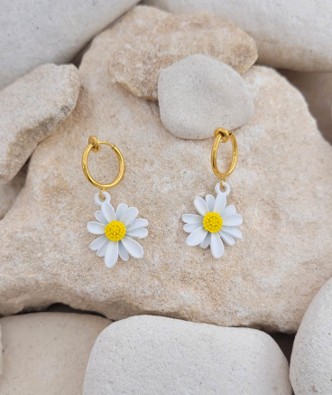 Boucles d'oreilles clip pâquerette