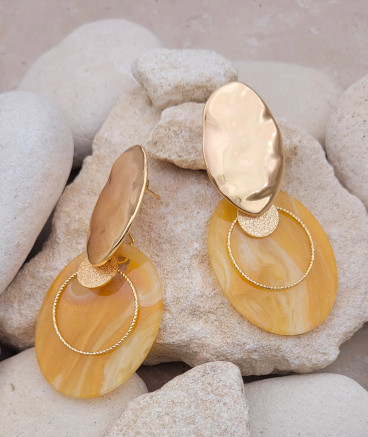 Boucles oreilles résine camel