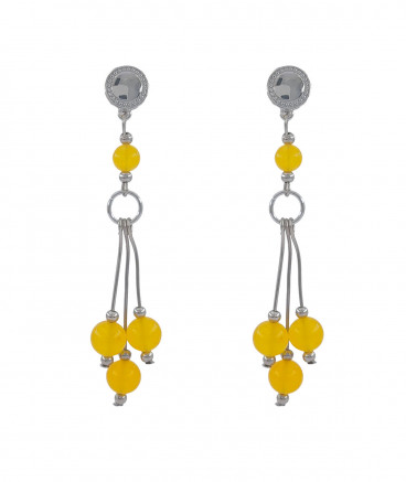 Boucles oreilles perles jade jaune