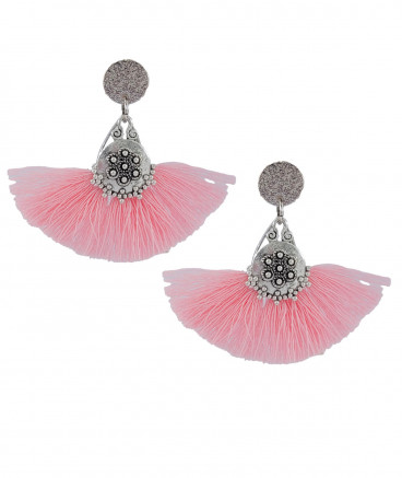 Boucles oreilles pompons rose clair