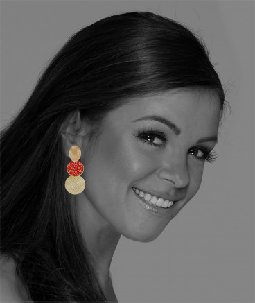 Boucles d'oreilles clips filigranes rouge et or