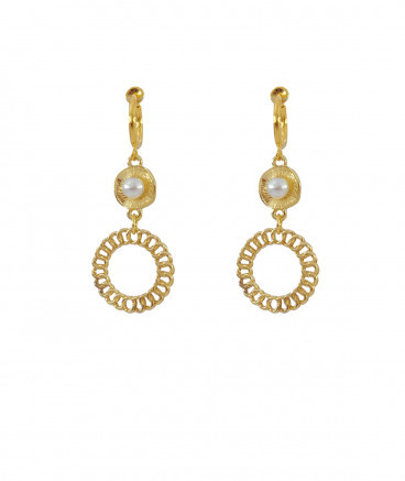 Boucles oreilles à clips perle pendantes