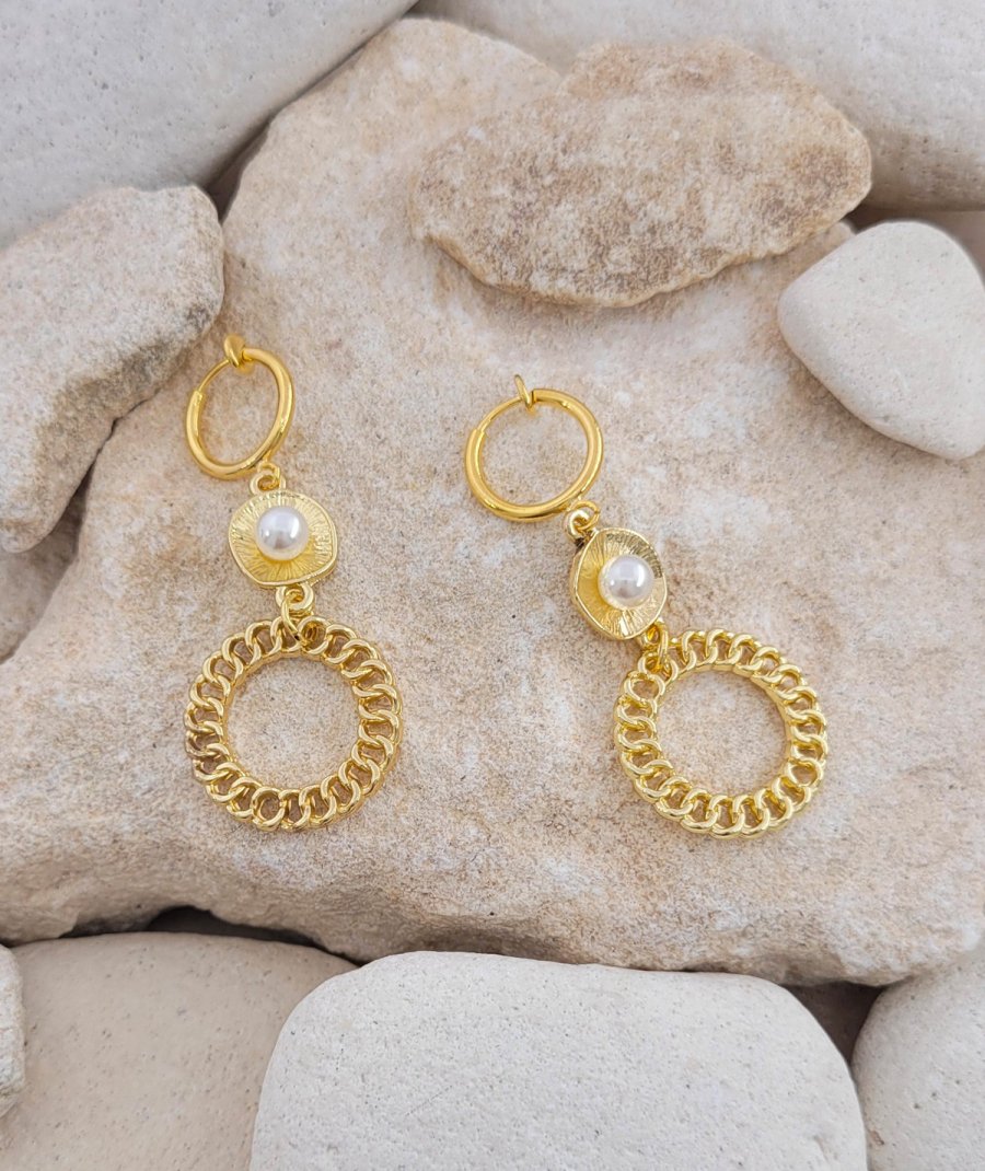 Boucles oreilles à clips perle pendantes