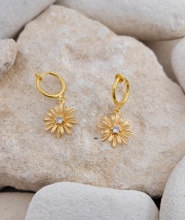 Boucles d'oreilles clip marguerite zircon