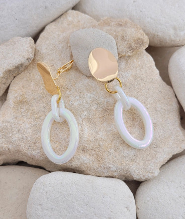 Boucles d'oreilles à clip blanc nacré