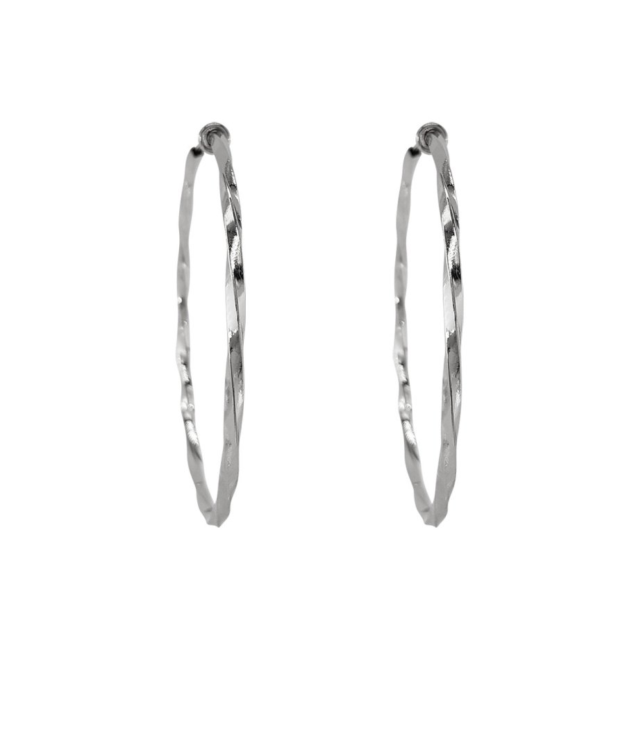 Boucles D'Oreilles Créoles Grands Anneaux 5,5 Cm En Argent - Bijou Fantaisie - Parfait État