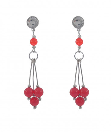 Boucles oreilles perles jade rouge