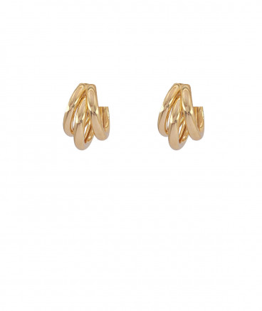 Set De 3 Créoles Fantaisie Dorées Pour Oreilles Percées - Tailles 2.5, 2.8, 3 Cm - Occasion Peu Porté
