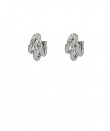 Boucles d'oreilles créoles clips 3 anneaux rhodiés