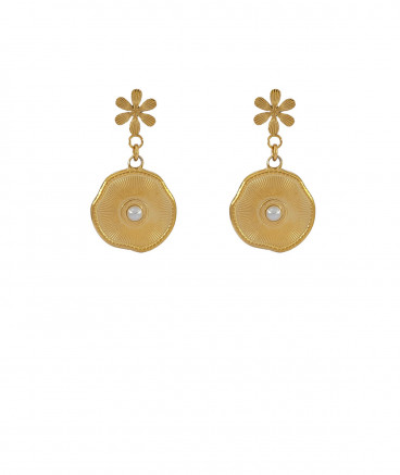 Boucles d'oreilles clip acier doré perle