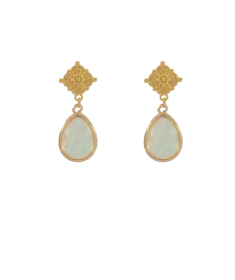 Boucles d'oreilles Nature Opale verte main image 0