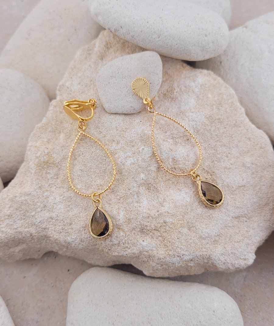 Boucles d'oreilles clips topaze