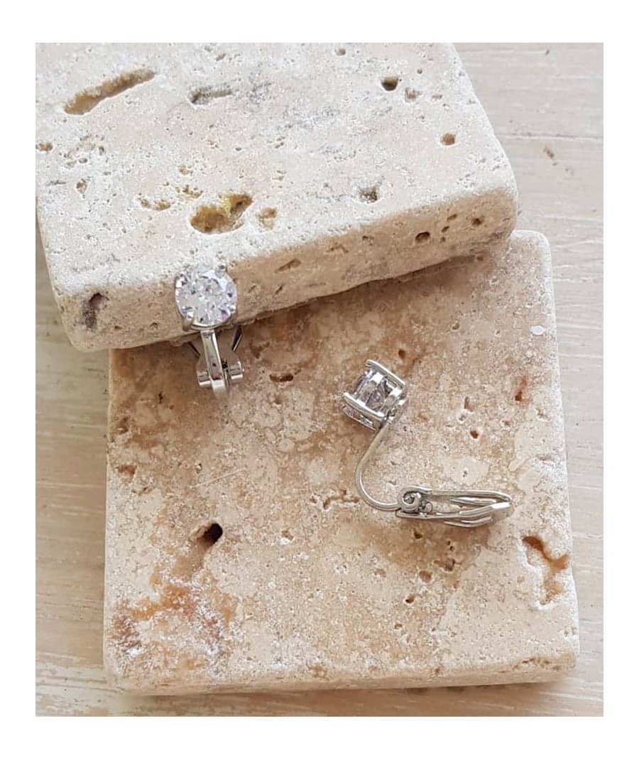 Boucles d'oreilles clip solitaire rhodié