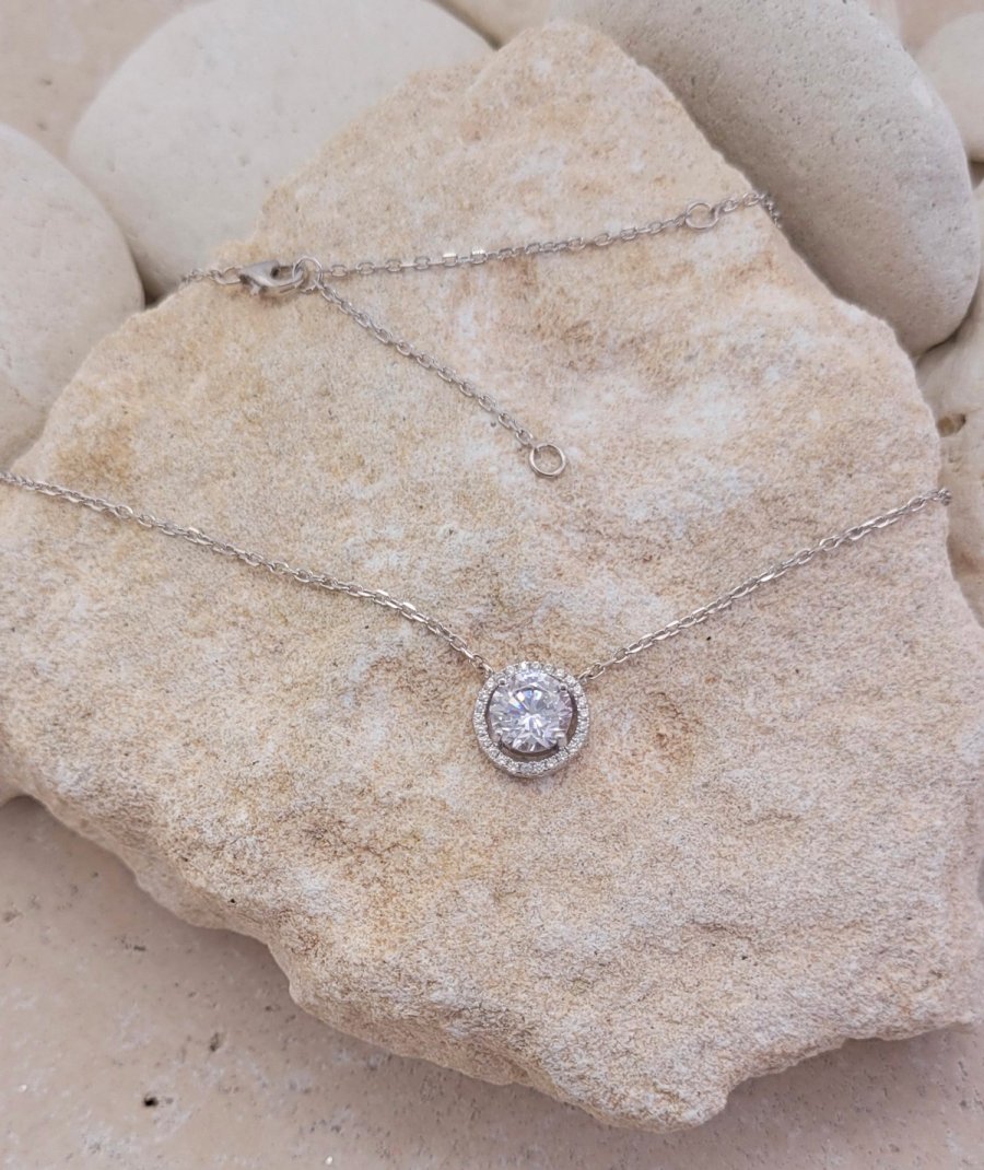 Pendentif argent 925 zirconium serti