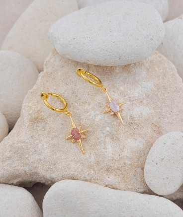 Boucles d'oreilles clip asymétriques blanc et taupe