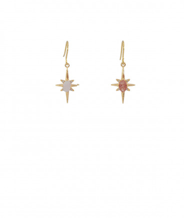 Boucles d'oreilles asymétriques blanc et taupe