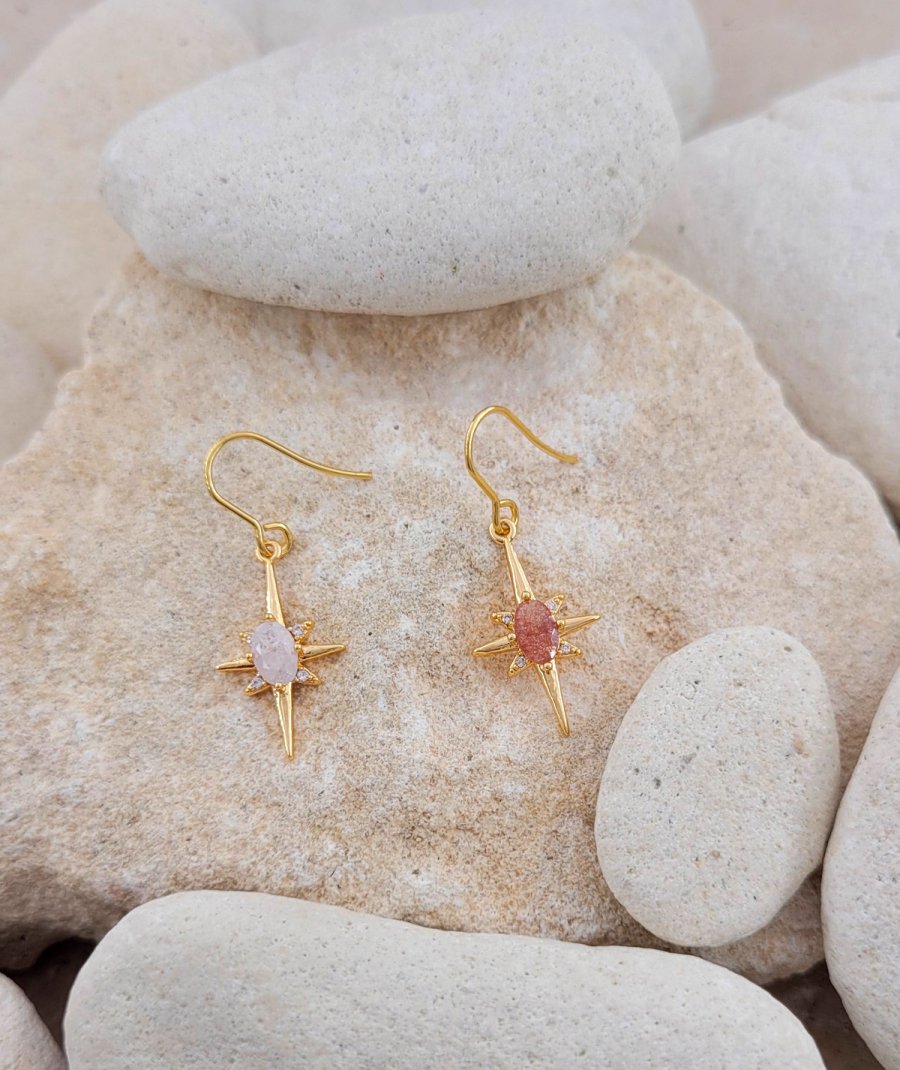 Boucles d'oreilles asymétriques blanc et taupe