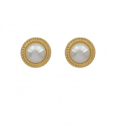 Boucles d'oreilles clip acier vintage perle