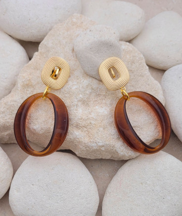 Boucles d'oreilles clips écaille marron