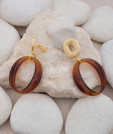 Boucles d'oreilles clips écaille marron