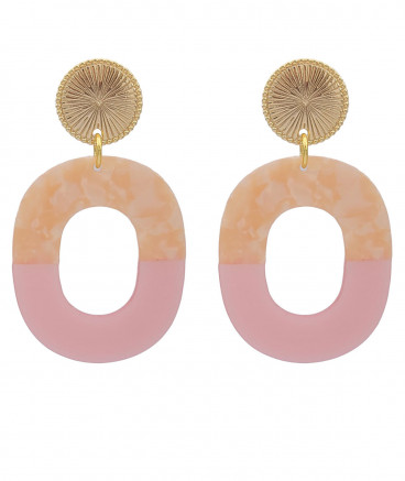 Boucles d'oreilles à clip résine rosées