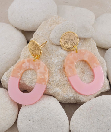 Boucles d'oreilles à clip résine rosées