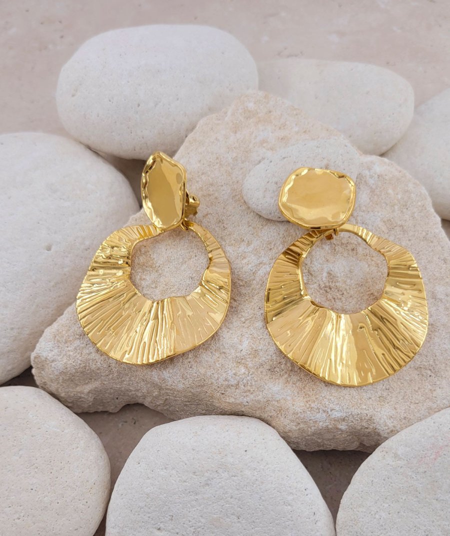 Boucles d'oreilles clip vintage perlées de grappe de raisin jaune - France