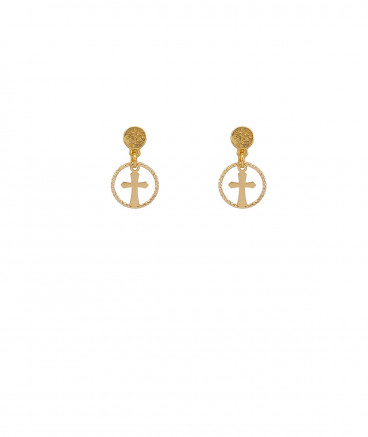 Boucles oreilles à clip croix dorées filles pour cérémonie  - Pépita by Tara Pépita