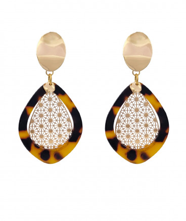Boucles d'oreilles clips dorées écaille