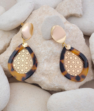 Boucles d'oreilles clips dorées écaille